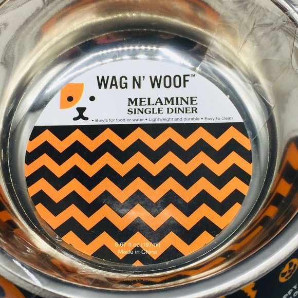 Halloween Jack o Lantern Melamine Small Pet Bowl with Metal Center 6.67 fl oz - Picture 3 of 3